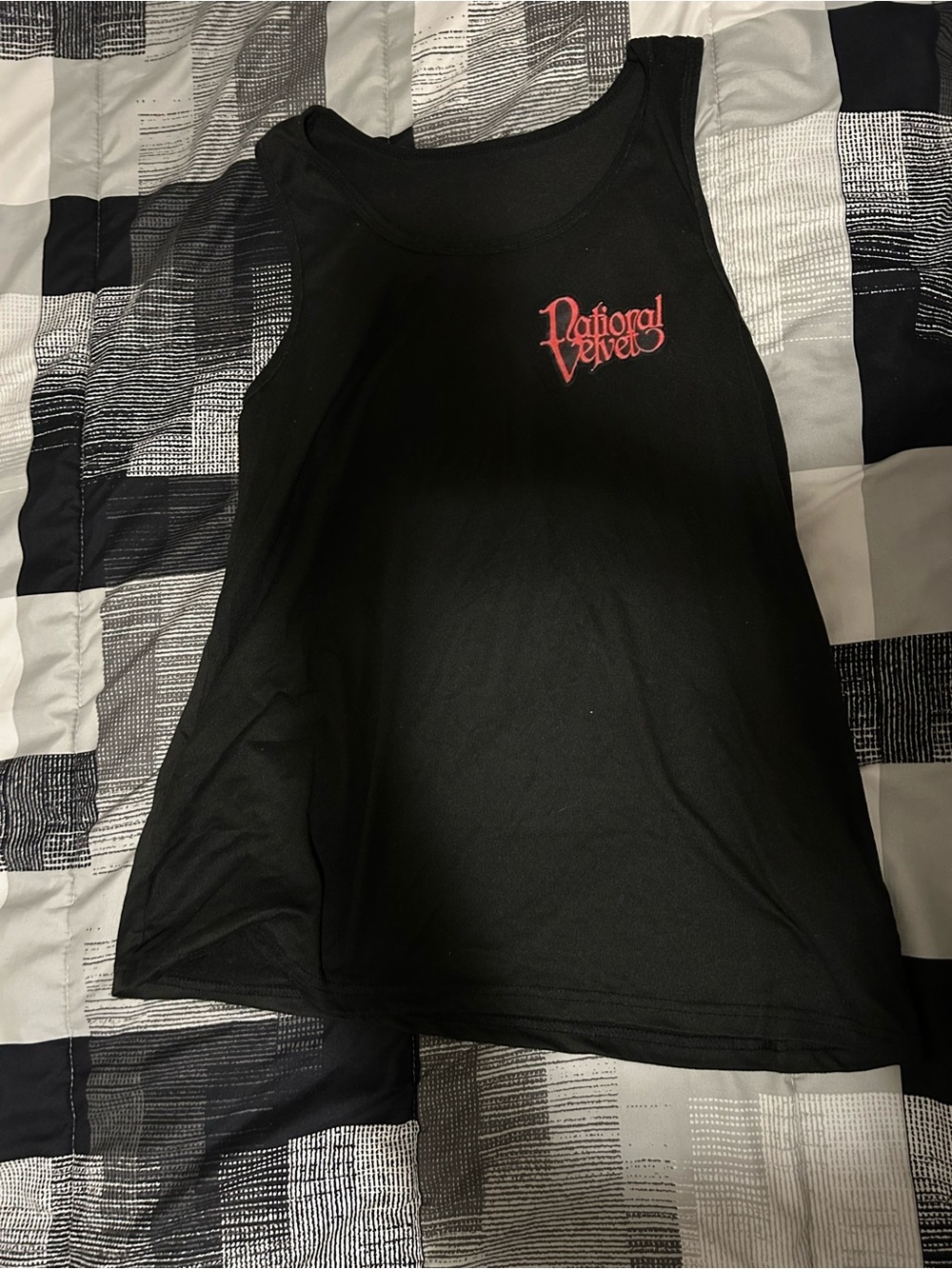 Black Ribbed Tank with National Velvet Logo 🎶